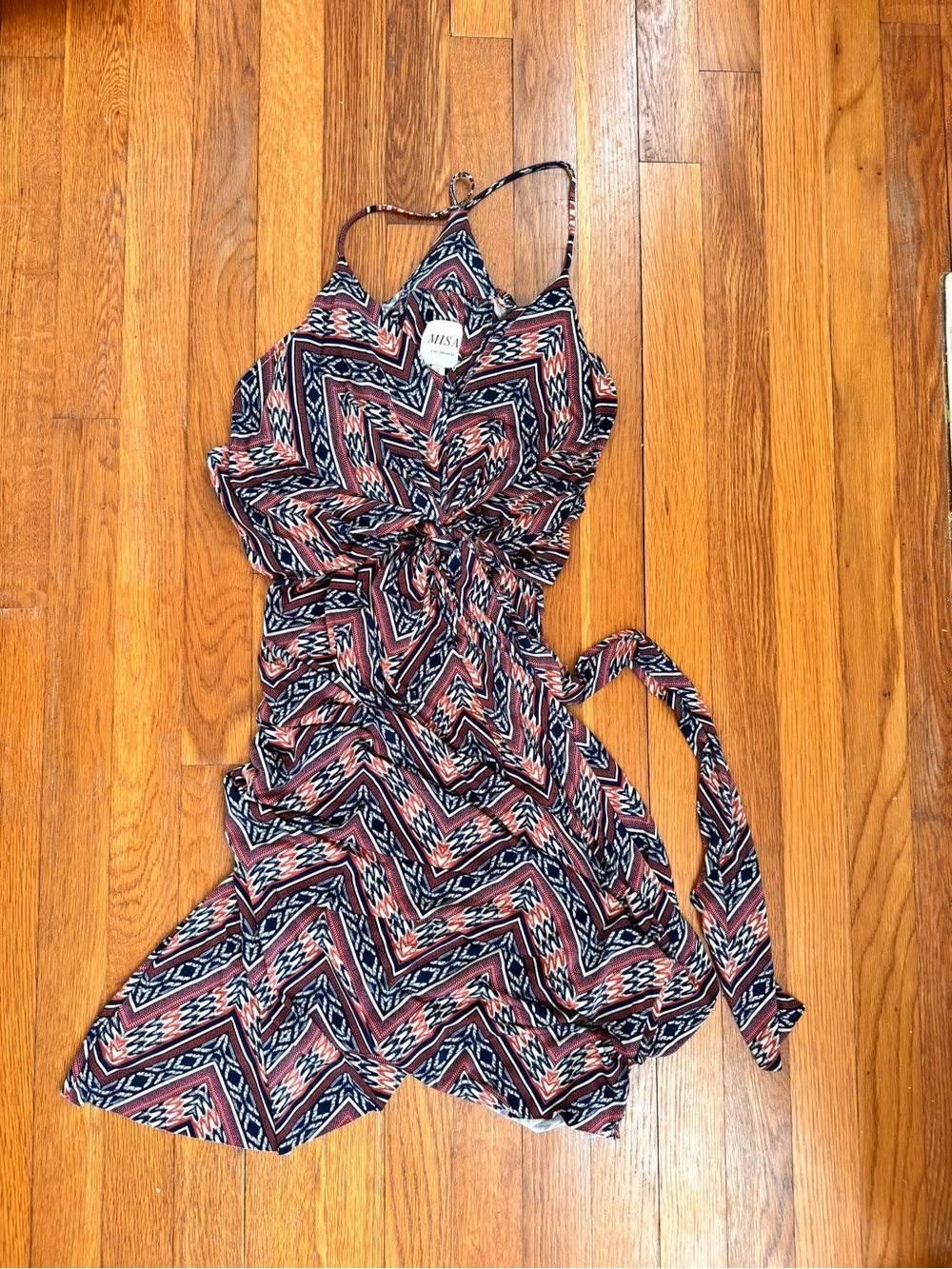 Misa Chevron Print One-Piece - Navy & Coral
